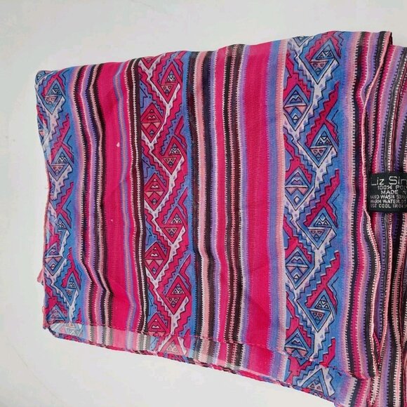 Liz Sinclair Oblong Scarf Multicolor Pink Western Made In India Rayon 10x62 - Picture 7 of 8